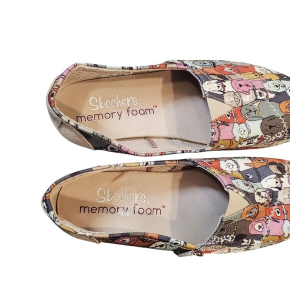 Sketcher Memory Foam Dog Party Shoes Size 5.5 Slip On Flats Multi Color Comfort - Picture 8 of 10